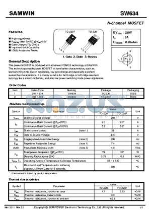 SWP634 datasheet - N-channel MOSFET