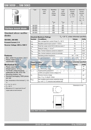 SM5062 datasheet - Standard silicon rectifier diodes