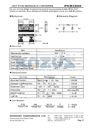 PCH163275T datasheet - CHIP TYPE IMPEDANCE CONVERTER