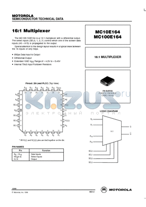 MC10E164 datasheet - 16:1 MULTIPLEXER