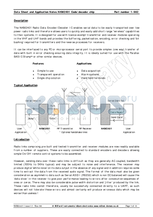 NKM2401 datasheet - Code/decoder chip