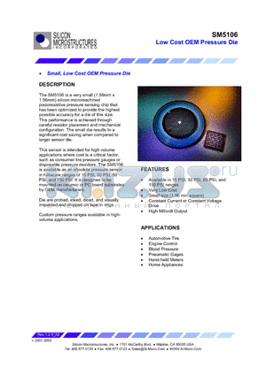 SM5106 datasheet - Small, Low Cost OEM Pressure Die