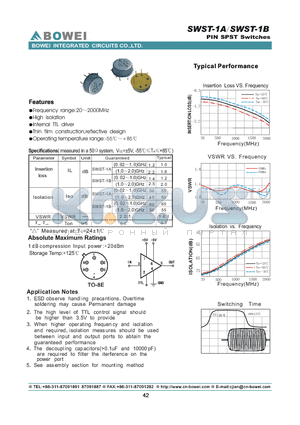 SWST-1A datasheet - PIN SPDT Switches