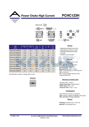 PCHC123H-1R0M-RC datasheet - Power Choke High Current