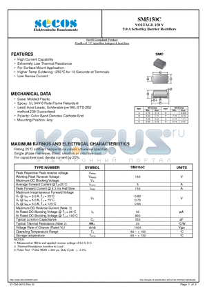 SM5150C datasheet - 5.0 A Schottky Barrier Rectifiers