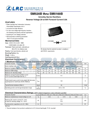 SM5100B datasheet - Schottky Barrier Rectifiers Reverse Voltage 20 to100V Forward Current 5.0A