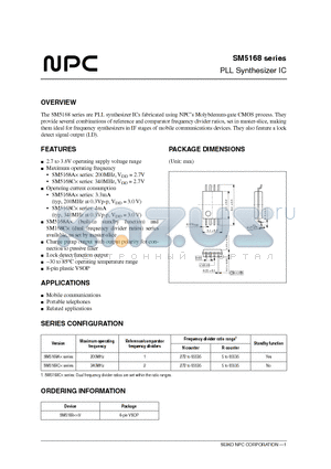 SM5168 datasheet - PLL Synthesizer IC