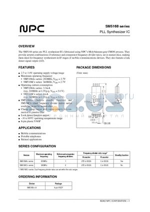 SM5168AX datasheet - PLL Synthesizer IC