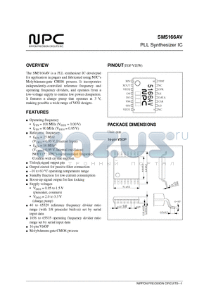 SM5166 datasheet - PLL Synthesizer IC