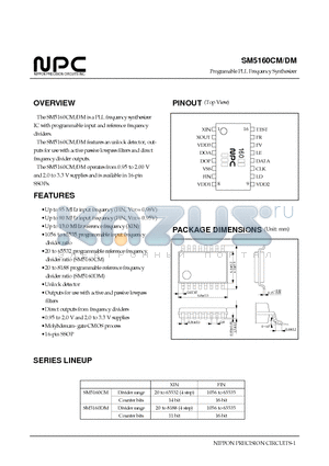 SM5160CM datasheet - Programable PLL Frequency Synthesizer