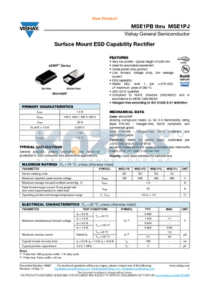 MSE1PD datasheet - Surface Mount ESD Capability Rectifier