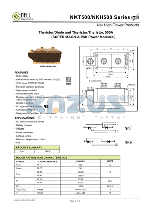 NKT500 datasheet - Thyristor/Diode and Thyristor/Thyristor, 500A(SUPER MAGN-A-PAK Power Modules)