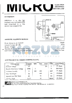 MSE39TA-1 datasheet - ULTRA HIGH BRIGHTNESS RED LED LAMP