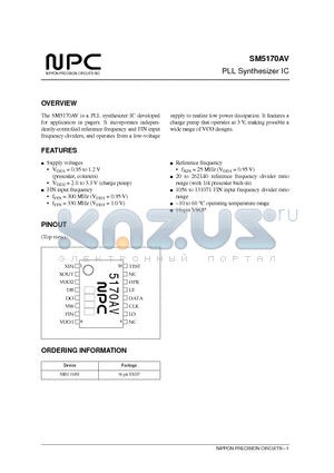 SM5170AV datasheet - PLL Synthesizer IC