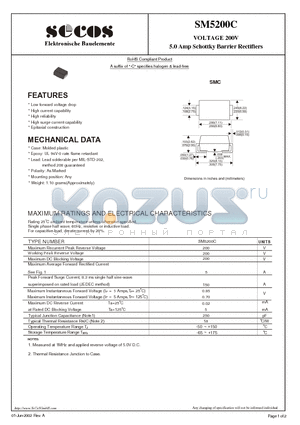 SM5200C datasheet - 5.0 Amp Schottky Barrier Rectifiers