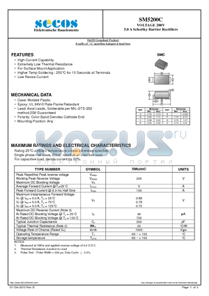SM5200C datasheet - 5.0 A Schottky Barrier Rectifiers