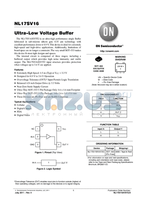 NL17SV16_11 datasheet - Ultra-Low Voltage Buffer