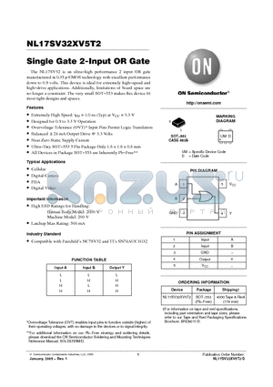 NL17SV32-D datasheet - Single Gate 2-Input OR Gate