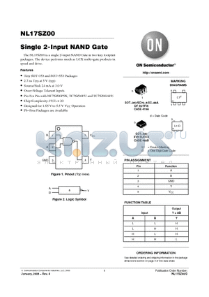 NL17SZ00 datasheet - Single 2-Input NAND Gate