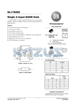 NL17SZ00DFT2G datasheet - Single 2−Input NAND Gate