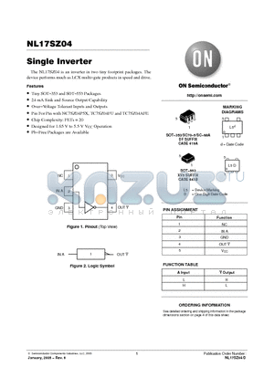 NL17SZ04DFT2G datasheet - Single Inverter