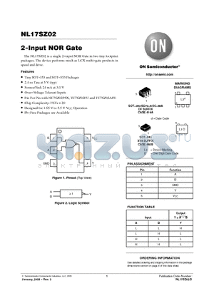 NL17SZ02XV5T2 datasheet - 2-Input NOR Gate