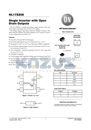 NL17SZ06 datasheet - Single Inverter with Open Drain Outputs