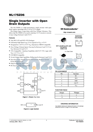 NL17SZ06DFT2G datasheet - Single Inverter with Open Drain Outputs