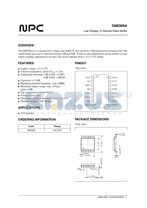 SM5306A datasheet - Low Voltage, 3-channel Video Buffer