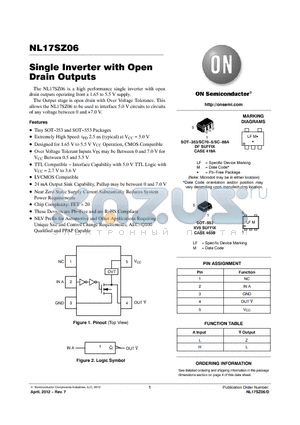 NL17SZ06DFT2G datasheet - Single Inverter with Open Drain Outputs