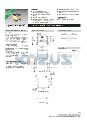 SM537-1 datasheet - ADSL Line Transformers