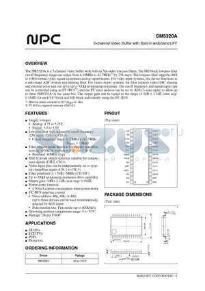 SM5320A datasheet - 5-channel Video Buffer with Built-in wideband LPF