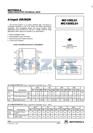 MC10EL01 datasheet - 4-Input OR/NOR