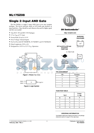 NL17SZ08DFT2 datasheet - Single 2-Input AND Gate