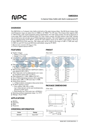 SM5320AV datasheet - 5-channel Video Buffer with Built-in wideband LPF