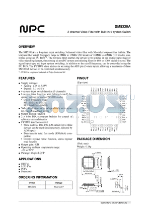 SM5330A datasheet - 3-channel Video Filter with Built-in 4-system Switch