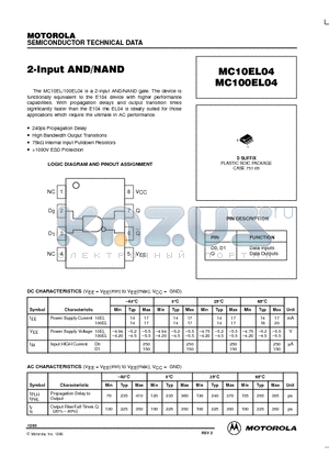 MC10EL04 datasheet - 2-Input AND/NAND