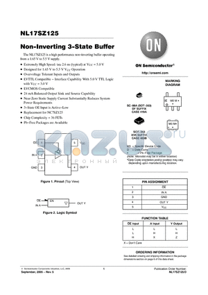 NL17SZ125_05 datasheet - Non-Inverting 3-State Buffer