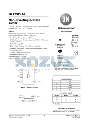 NL17SZ126_06 datasheet - Non−Inverting 3−State Buffer