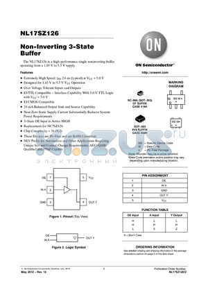 NL17SZ126_12 datasheet - Non-Inverting 3-State Buffer