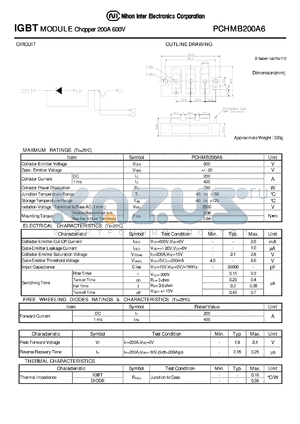 PCHMB200A6 datasheet - IGBT MODULE Chopper 200A 600V