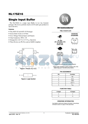 NL17SZ16DFT2G datasheet - Single Input Buffer