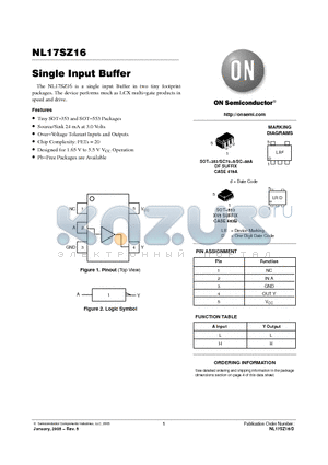 NL17SZ16XV5T2 datasheet - Single Input Buffer