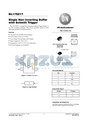 NL17SZ17XV5T2 datasheet - Single Non-Inverting Buffer with Schmitt Trigger