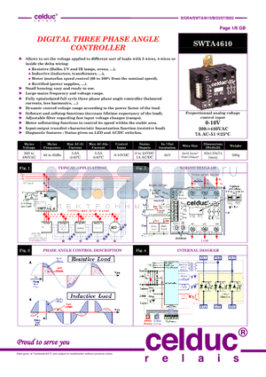 SWTA4610 datasheet - DIGITAL THREE PHASE ANGLE CONTROLLER