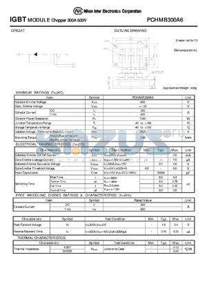 PCHMB300A6 datasheet - IGBT MODULE Chopper 300A 600V