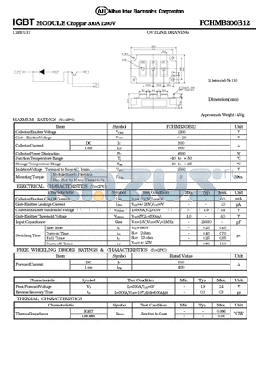 PCHMB300B12 datasheet - IGBT MODULE Chopper 300A 1200V