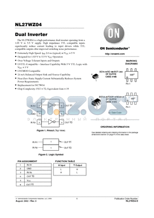 NL27WZ04 datasheet - Dual Inverter