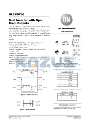 NL27WZ06DFT2 datasheet - Dual Inverter with Open Drain Outputs