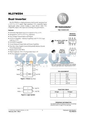 NL27WZ04DTT1G datasheet - Dual Inverter